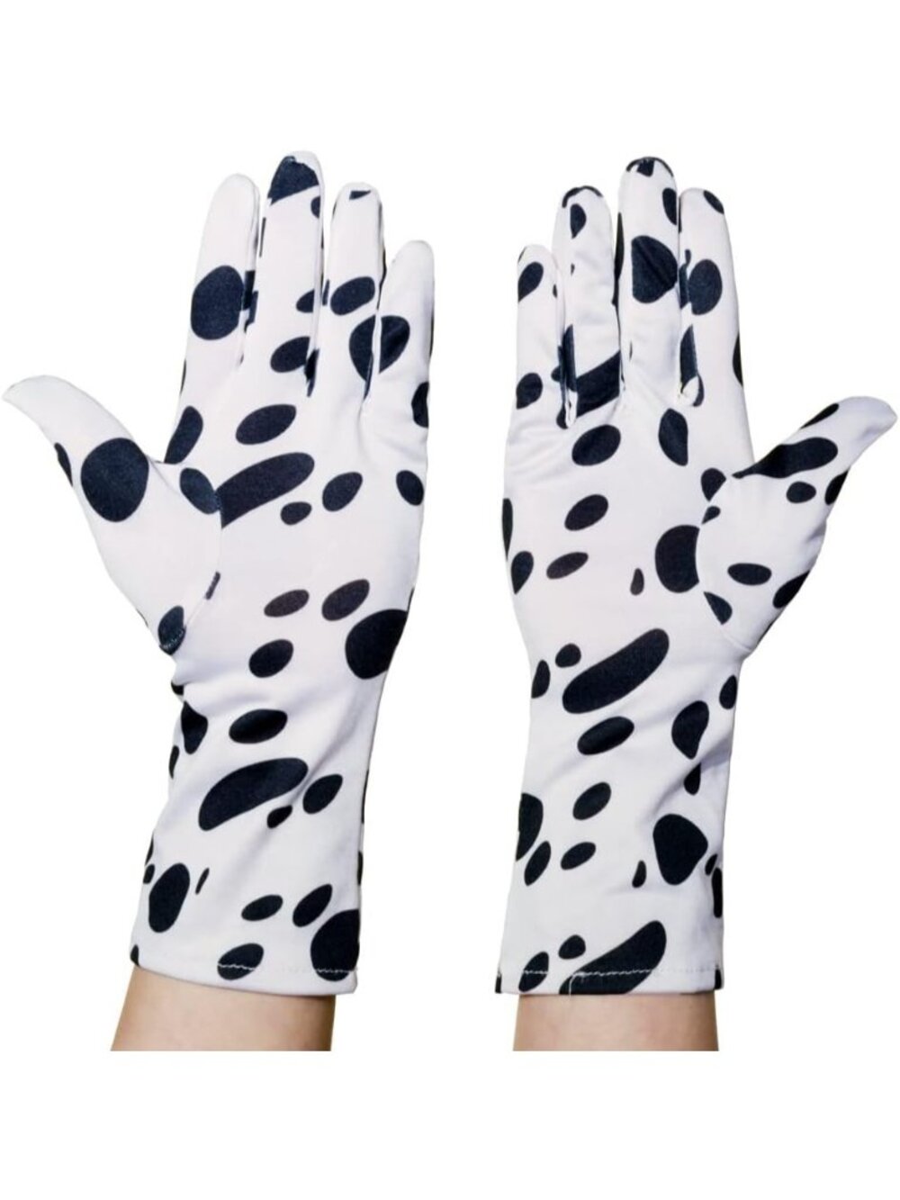 Men's And Women's Black Dot Wrist Length Spandex Christmas Costume Dance Gloves
